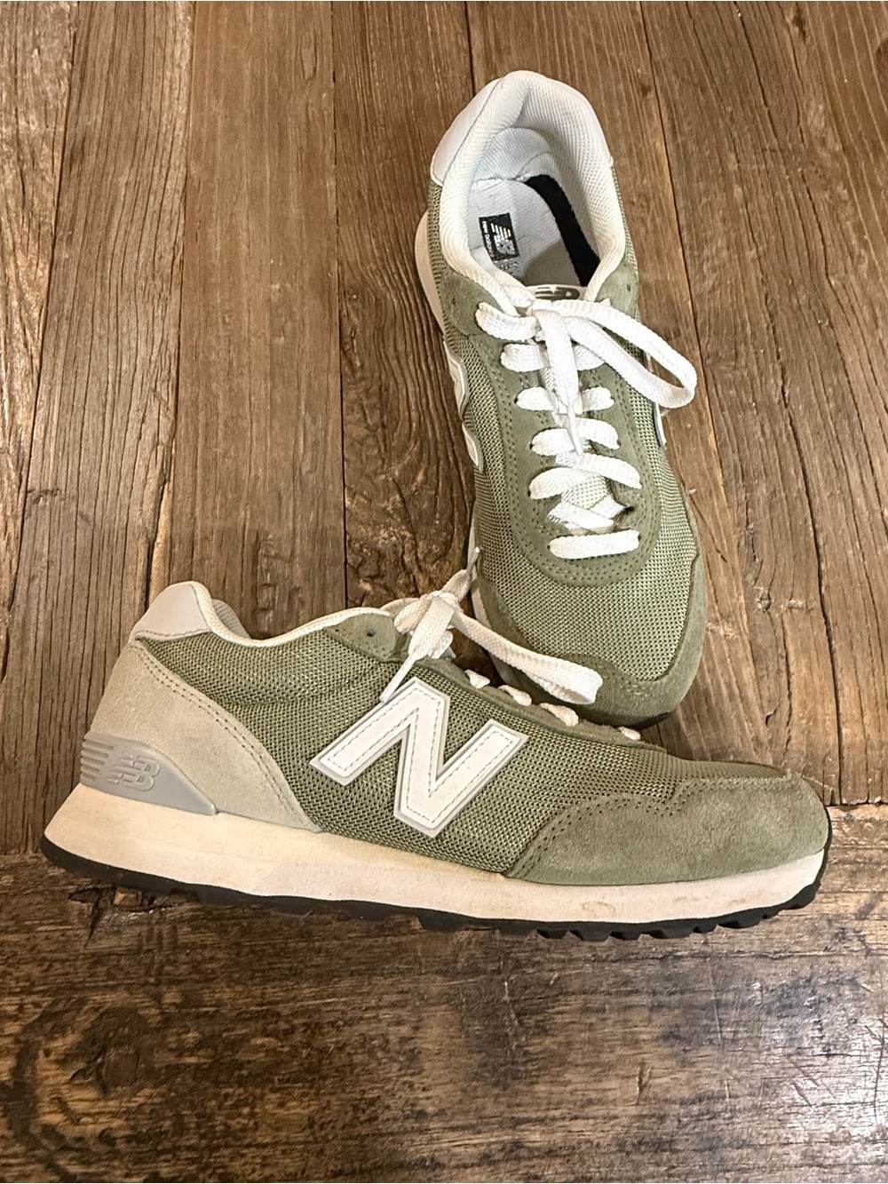 New Balance Men's Olive Green and White Retro Runner